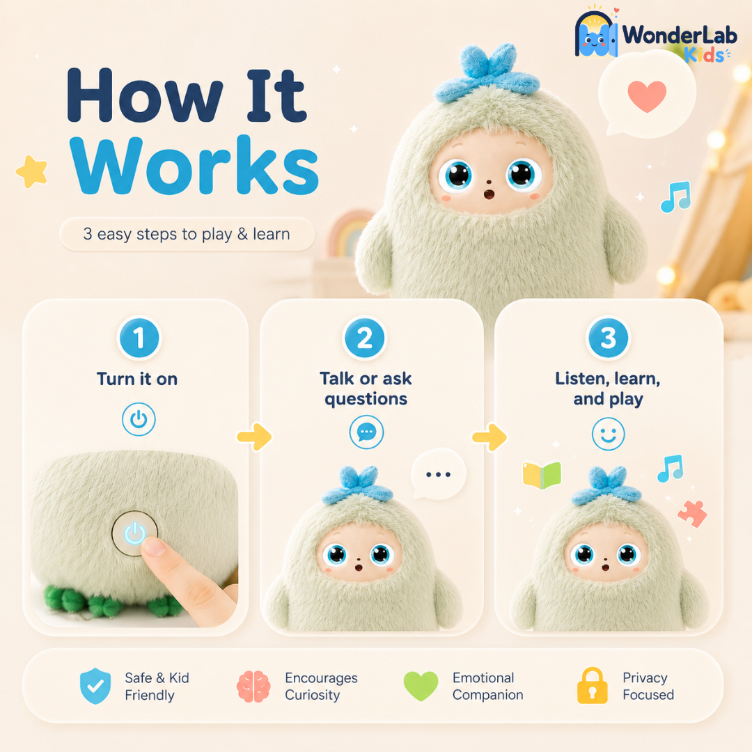 WonderLab AI Plush Learning Companion for Kids Toy