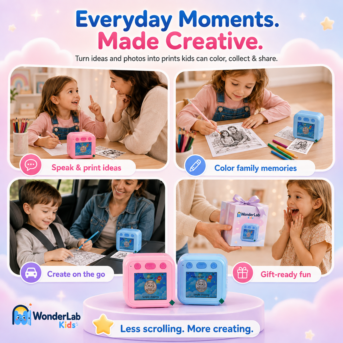 WonderLab AI Mini Portable Thermal Printer (Creative Drawing Toy)